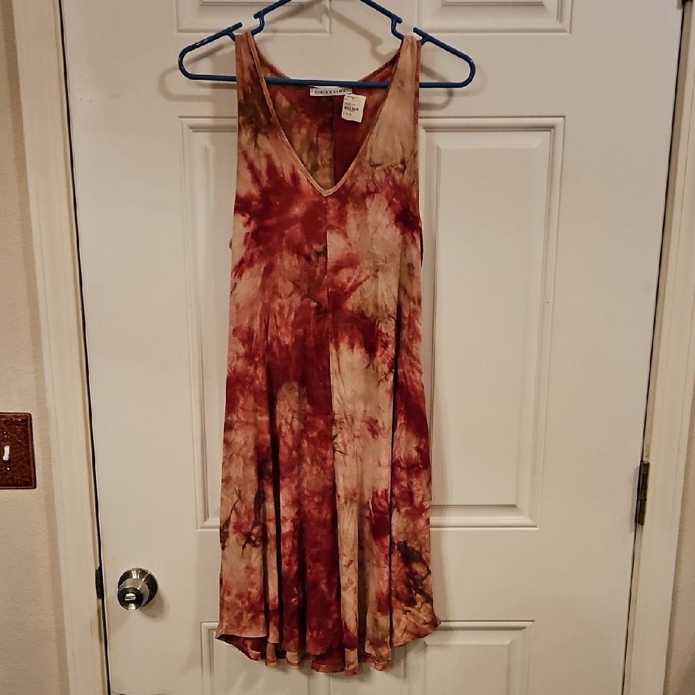 New Tie-Dye Sleeveless Dress With Hip Pockets Size L